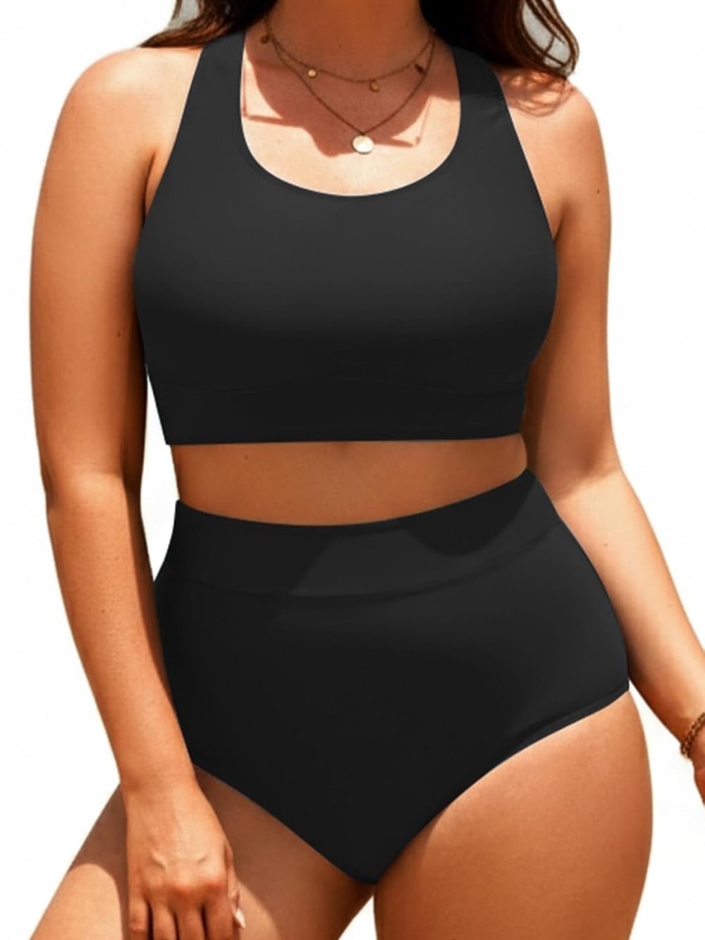 Size Two Piece High Waisted Bikini Scoop Neck Bikini Set Sporty 22W 1231/bb6